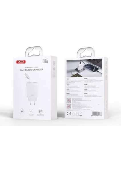 Xo 30W Çift Portlu Hızlı Şarj Adaptörü CE31- Dahili Usb-C Kablo | Usb-A & Usb-C Portları, Çekilebilir Usb-C Kablo, Çoklu Kullanım | Akım Korumalı | Beyaz fiyatları