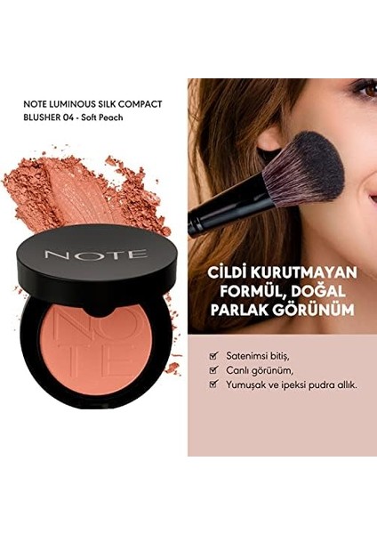 Note Luminous Silk Compact Blusher 04 Soft Peach Toz Allık