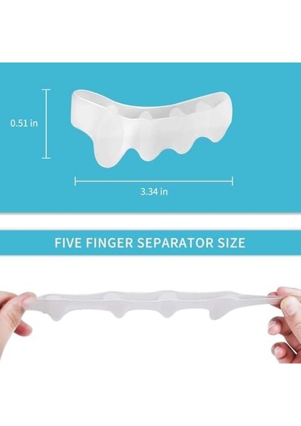 Kyrotech 5 Parmak Ayıran Silikon Makara – Bunyon Ayırıcı, Ortopedik Ayak Parmak Ayracı, Esnek ve Rahat Kullanım Beyaz 1 Çift