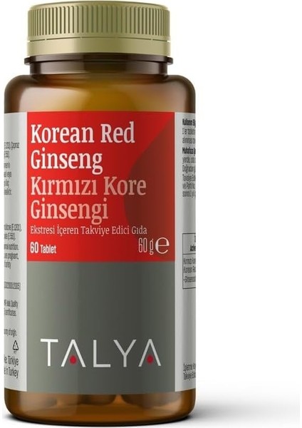 Talya Kırmızı Kore Ginsengi Ekstresi Içeren Takviye Edici Gıda - 60 Tablet - Kırmızı Kore Ginsengi Kökü - Gıda Takviyesi modelleri