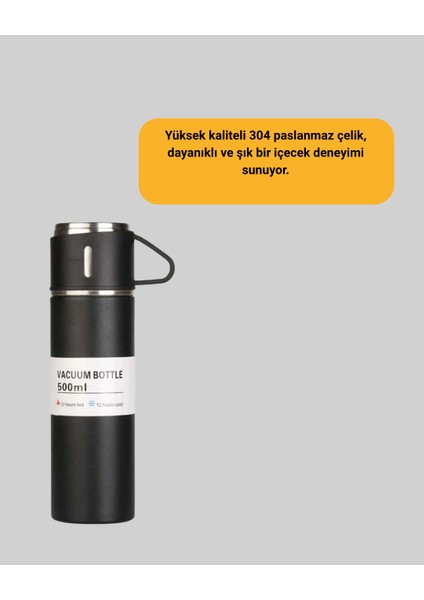 Isıyı Uzun Süre Koruyan 500 ml Termos Seti | Çelik Gövde 2 Bardaklı Hediye Kut - CHT5245-9231 fırsatları