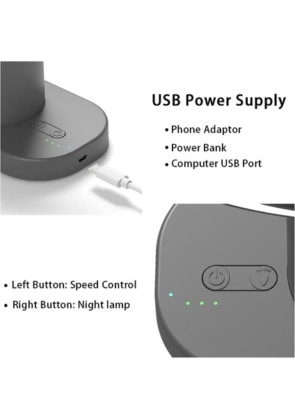 Işıklı USB Şarjlı Masaüstü Mini Fan – 3 Kademeli Hız Ayarlı Kompakt Gövde LED Işık modelleri