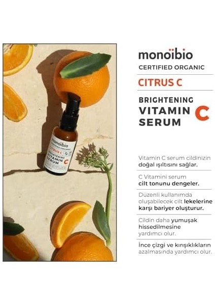 Cıtrus C Cosmos Organik Sertifikalı Vitamini C Serumu – Yaşlanma Karşıtı Aydınlatıcı Gündüz Gece Kullanıma Uygun C Vitamini Yüz Serumu Süt Formunda – Vegan Sertifikalı 30 ml