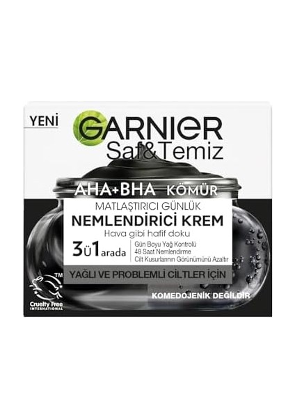 Garnier Saf ve Temiz Kömür Matlaştırıcı Günlük Nemlendirici Krem 50ML fiyatları