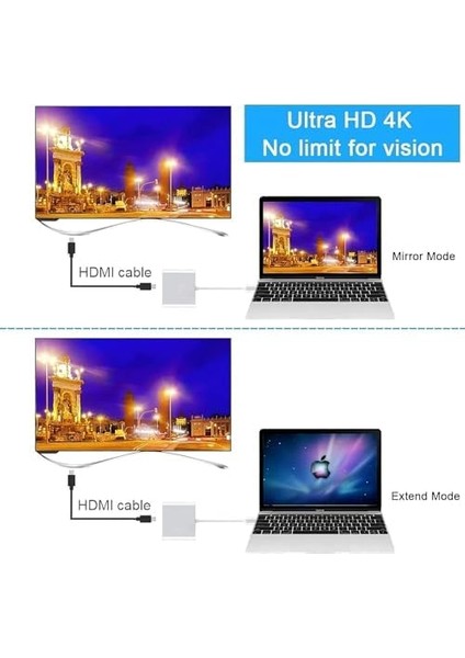 3'ü 1 Arada USB Type-C Hdmı+Usb 3.0 Type-C Dönüştürücü Adaptör, MacBook Uyumlu, Notebook, Projektör, Monitör, Dizüstü Bilgisayar, Tv Görüntü Veri AKTARIMI1080P HDMI 4K Çevirici Dönüştürücü fiyatları