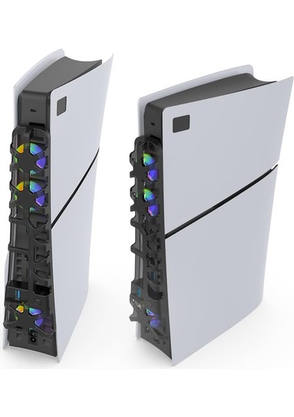Ps5 Slim Uyumlu Soğutucu LED Işıklı Sessiz Fan 4000RPM USB 3.0 Radyatör Isı Emici Üç Fanlı Siyah