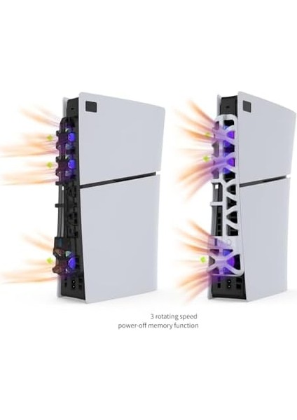 Ps5 Slim Uyumlu Soğutucu LED Işıklı Sessiz Fan 4000RPM USB 3.0 Radyatör Isı Emici Üç Fanlı Siyah fiyatları