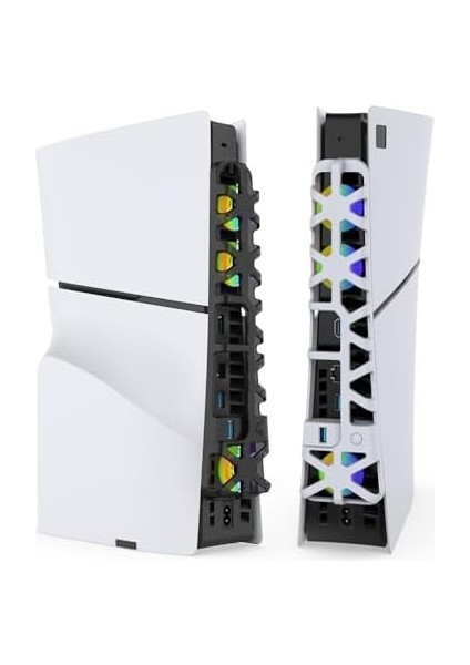 Ps5 Slim Uyumlu Soğutucu LED Işıklı Sessiz Fan 4000RPM USB 3.0 Radyatör Isı Emici Üç Fanlı Siyah modelleri