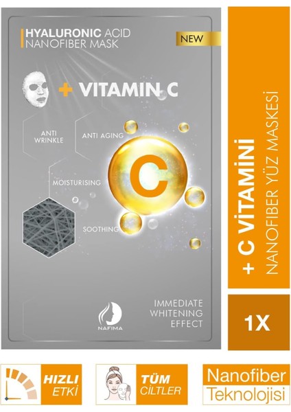 Nafima Hyalüronik Asit + Vitamin C Nanofiber Kozmetik Yüz Maskesi modelleri