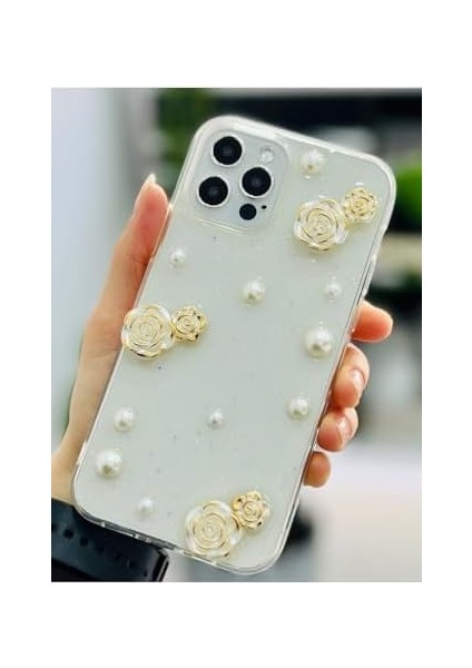 Aksesuar 12 ve 12 Pro ile Uyumlu Inci Gül Tasarım Oyuncaklı Esnek Silikon Kılıf modelleri