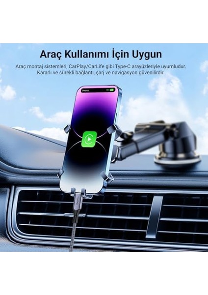 Veggieg USB 4.0 E-Mark 240W 40GBPS Thunderbolt 4 8k 60Hz Type-C Görüntü Hızlı Şarj ve Data Kablosu 2 Metre modelleri