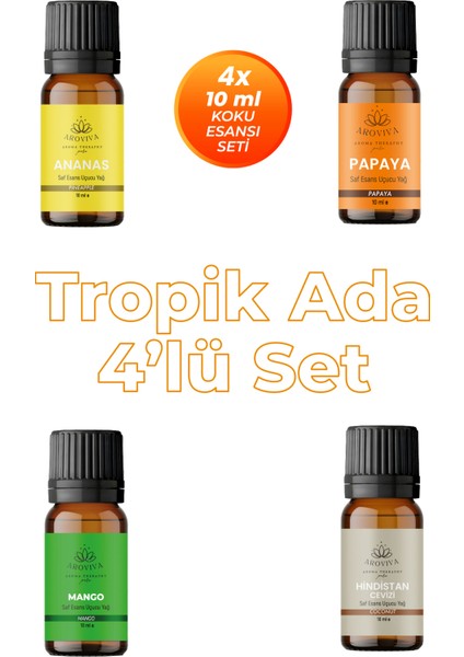 Tropik Ada 4'lü Set Oda Kokusu Esansı - Egzotik Kaçış (4X10ML)