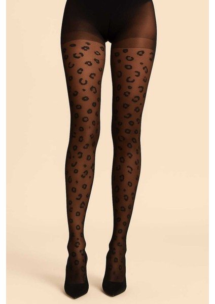Leopar Siyah Desenli Külotlu Çorap - Leopard Black Patterned Tights fiyatları