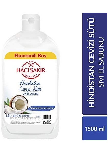 Hacı Şakir Hindistan Cevizi Sütü Sıvı El Sabunu, 1500 ml modelleri