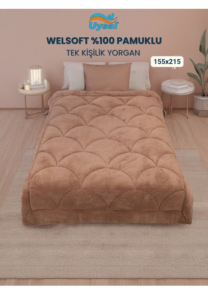 Welsoft Akfil Midye Desen Tek Kişilik Yorgan