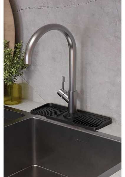 Musluk Matı Elastik Silikon Mutfak ve Için Lavobo Su Tutucu Musluk ve Batarya Matı, Siyah