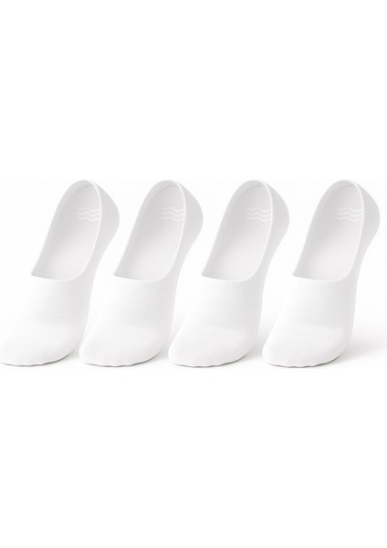 Kadın Görünmez Çorap Siyah & Beyaz – Kaydırmaz Silikonlu, Nefes Alan Babet