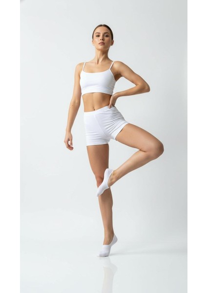 Kadın Görünmez Çorap Siyah & Beyaz – Kaydırmaz Silikonlu, Nefes Alan Babet