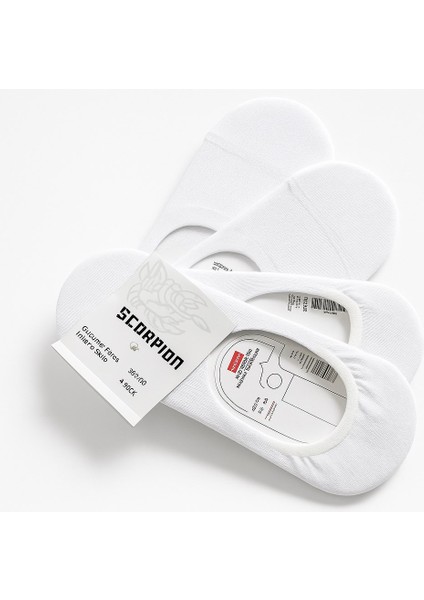 Kadın Görünmez Çorap Siyah & Beyaz – Kaydırmaz Silikonlu, Nefes Alan Babet