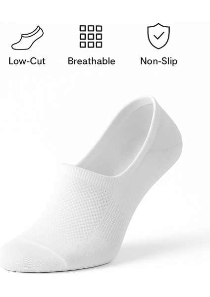 Kadın Görünmez Çorap Siyah & Beyaz – Kaydırmaz Silikonlu, Nefes Alan Babet