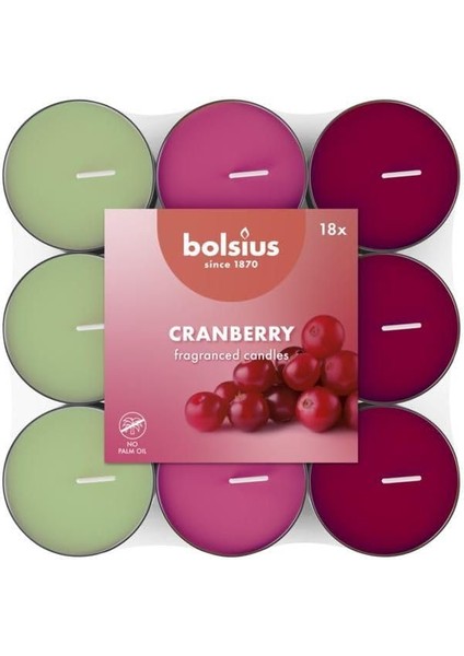 Kokulu Tealight Mum, Kızılcık Kokulu, Karışık Renkli, 18'li Paket, 3,5 Saatlik Yanma Süresi - Ev Mumu - Iç Dekorasyon - Özler - Vegan Içerir - Yağı Içermez