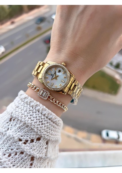 Çelik Kordonlu 2 Yıl Garantili 3 Atm Suya Dayanıklı Kadın Kol Saati+Bileklik BD.10108.2 fiyatları