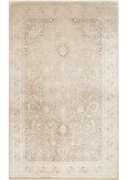 Andora 02 Beıge Yumuşak Dokulu Vintage Esintilere Sahip Over-Dyed Sık Dokuma Bambu Salon Halısı