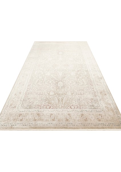 Andora 02 Beıge Yumuşak Dokulu Vintage Esintilere Sahip Over-Dyed Sık Dokuma Bambu Salon Halısı