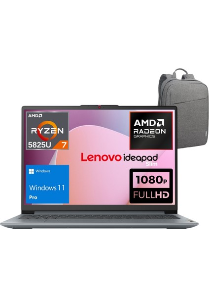Ideapad Slim 3 Amd Ryzen 7 5825U 8gb 512GB SSD 15.6" Fhd Windows 11 Pro Taşınabilir Bilgisayar 82XM00U8TX - Lenovo Çanta Wz7