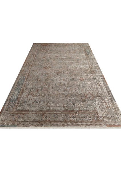 Andora 03 Grey Yumuşak Dokulu Vintage Esintilere Sahip Over-Dyed Sık Dokuma Bambu Salon Halısı