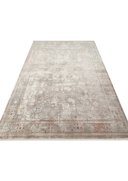 Andora 03 Grey Yumuşak Dokulu Vintage Esintilere Sahip Over-Dyed Sık Dokuma Bambu Salon Halısı