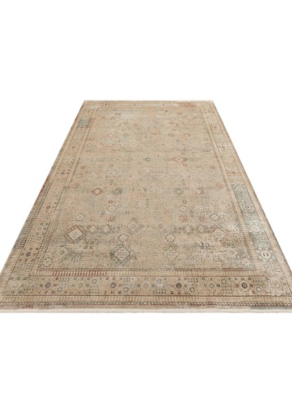 Andora 03 Beıge Yumuşak Dokulu Vintage Esintilere Sahip Over-Dyed Sık Dokuma Bambu Salon Halısı