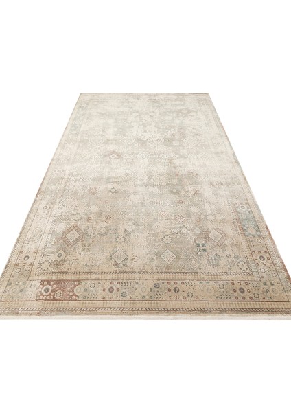 Andora 03 Beıge Yumuşak Dokulu Vintage Esintilere Sahip Over-Dyed Sık Dokuma Bambu Salon Halısı