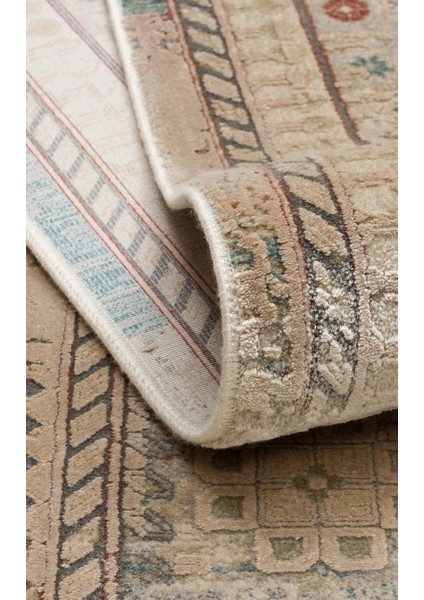 Andora 03 Beıge Yumuşak Dokulu Vintage Esintilere Sahip Over-Dyed Sık Dokuma Bambu Salon Halısı