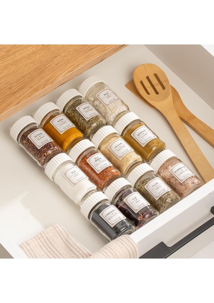 1078 Kare Prizma Döner Döner Kapaklı 12'li Cam -Düzenleyici Organizer-Cappuccino Beyaz