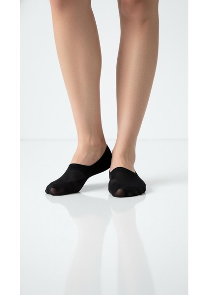 Kadın Görünmez Çorap Siyah & Beyaz – Kaydırmaz Silikonlu, Nefes Alan Babet