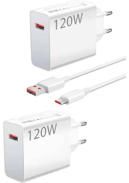 120 Watt Turbo Hızlı Şarj Aleti Seti Hızlı Şarj Adaptörü Beyaz modelleri
