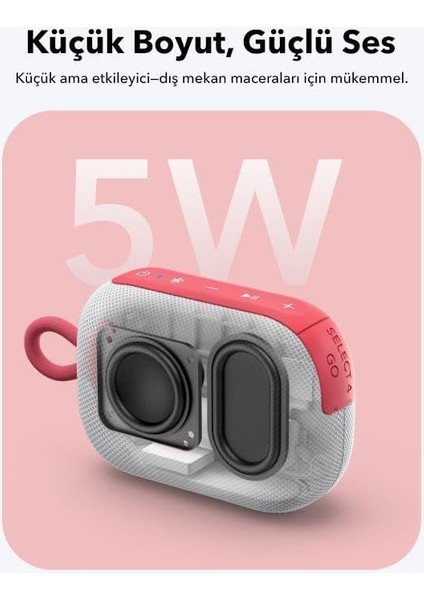 By Select 4 Go, 20 Saat Ultra Oynatma Süresi, 5W Güçlü Ses, IP67 Tam Koruma ve Yüzerlik, Hafiflik ve Kayış Tasarım, Taşıması, Kablosuz Eşleştirme (Tws), Kırmızı Beyaz modelleri