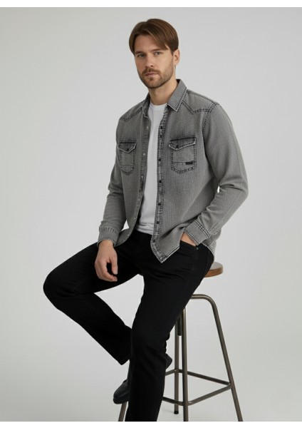 Erkek Gömlek Slim Fit Erkek Yıkamalı Kot Gömlek fiyatları