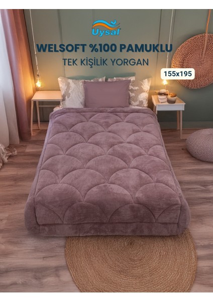 Welsoft Akfil Midye Desen Tek Kişilik Yorgan