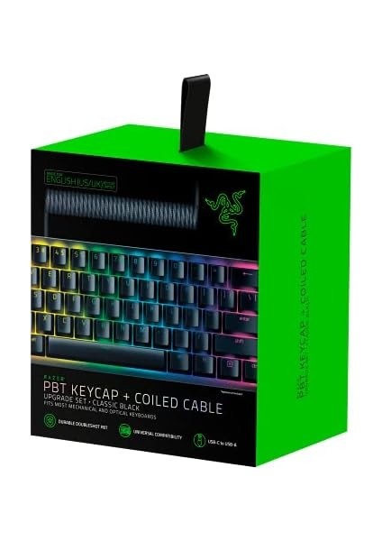 Pbt Tuş Kapağı Yükseltme Seti Sarmal Kablolu - Arka Işık Uyumlu (Parlamaya Dayanıklı Malzeme, Ultra Ince Yazı Tipi ile Çift Katlı Kalıplama, Sarmal Kablo) Abd Düzeni | Siyah modelleri