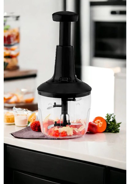 El Rondosu , Bas Kes Pratik El Robotu 2500ML Yeni Nesil Doğrayıcı, 5 Bıçaklı Manuel Doğrayıcı