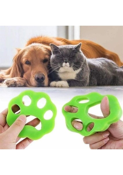 BUFFER® 2 Adet Evcil Hayvanlar ve Çamaşır Makinesi İçin Pati Şekilli Renkli Tüy Temizleme Aparatı