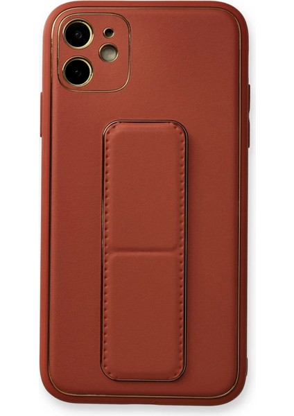 Iphone 12 Kılıf Coco Deri Standlı Kapak - Fuşya