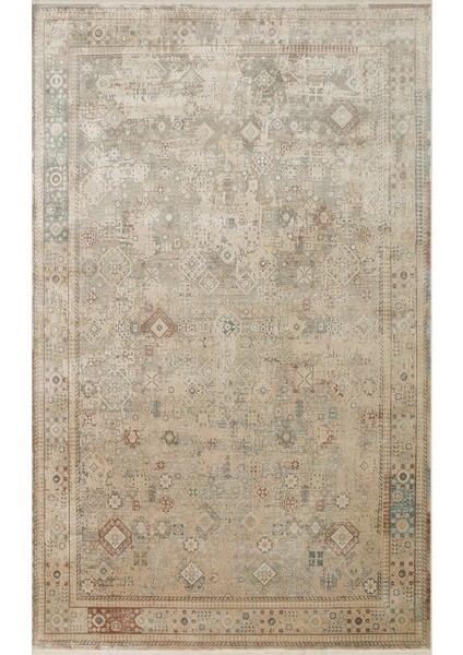 Andora 03 Beıge Yumuşak Dokulu Vintage Esintilere Sahip Over-Dyed Sık Dokuma Bambu Salon Halısı