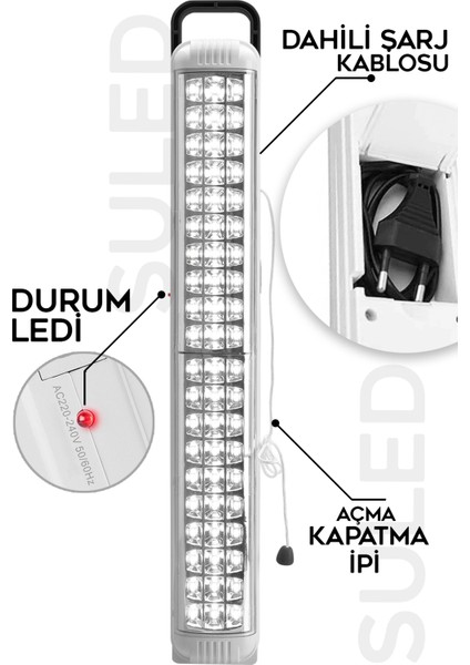 SL-1024 69 Power Li Işıldak Çekmeli Ipli Fener Şarjlı Işıldak 2 Kademeli Aydınlatma Kamp El Feneri modelleri