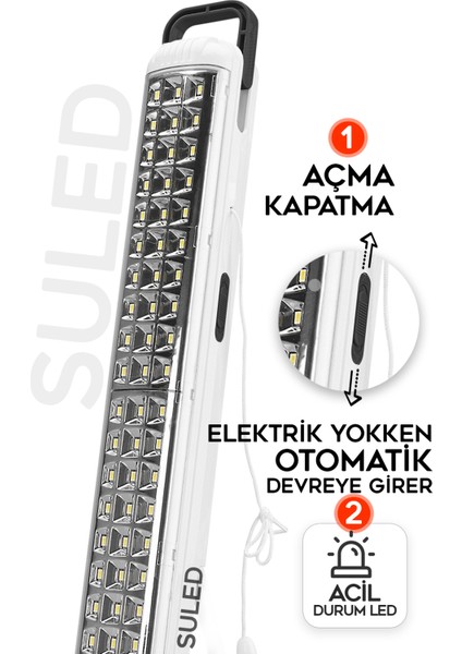 SL-1024 69 Power Li Işıldak Çekmeli Ipli Fener Şarjlı Işıldak 2 Kademeli Aydınlatma Kamp El Feneri