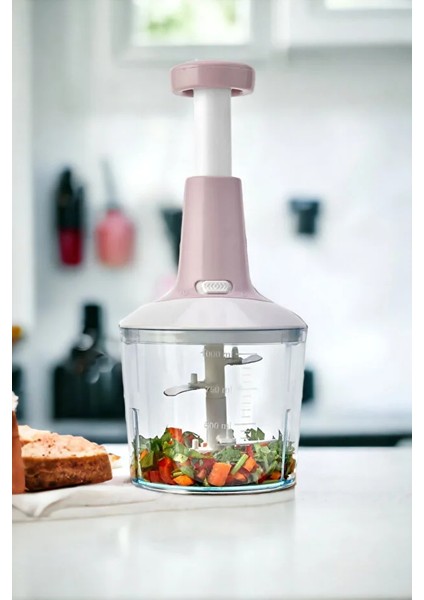 El Rondosu , Bas Kes Pratik El Robotu 2500ML Yeni Nesil Doğrayıcı, 5 Bıçaklı Manuel Doğrayıcı