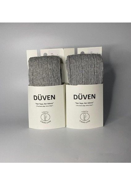 2'li Carina Cotton Pamuklu Desenli Gri Kadın Külotlu Çorap