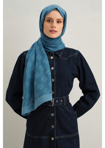 Tensel Ipek Minimal Monogram Desen Şal 1 - 32118